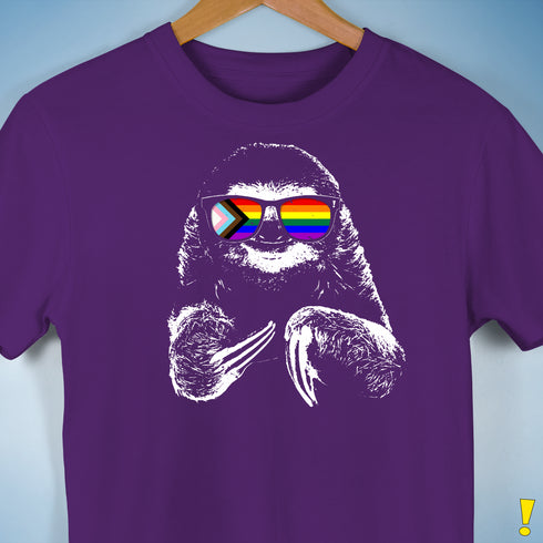 Pride Sloth LGBTQ Progress Pride Flag Sunglasses Premium Unisex - Purple